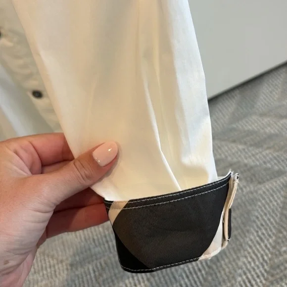 Burberry White Button Down Shirt with classic check accents - Picture 5 of 6